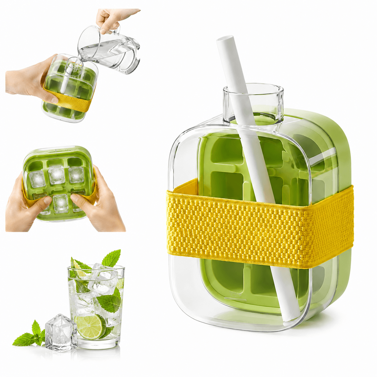 Mini Ice cube bottle with straw